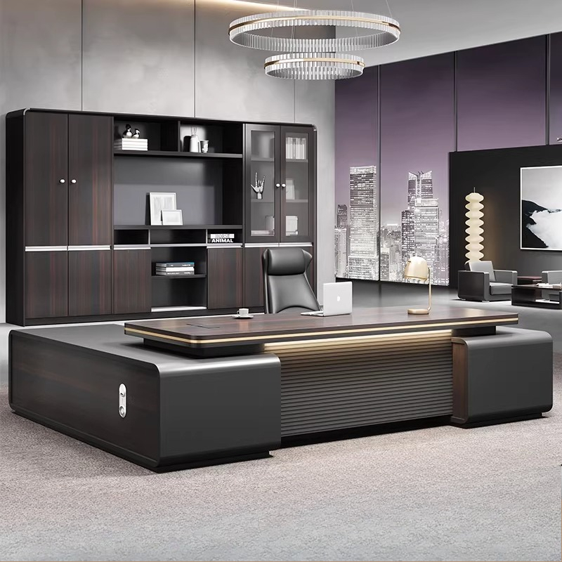 Office Furniture Rental - Scrivania Angolare Moderna Nera in Legno